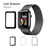 Apple Watch Tempered Glass 42mm Series 2-3D Metal Frame Full Coverage Screen Protector [Anti-Bubble] [Scratch Resistant] [Waterproof] for Apple Watch, Black