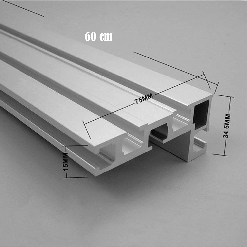 T Nut Schiene Gehrungsschiene, 75 Typ 600MM T Schienen,Aluminium T-Nut Führungsschiene, DIY T-Nut Gehrungsschienenlehre, Holzbearbeitungs-Tischkreissäge Mini-T-Schiene für Zaunbefestigung