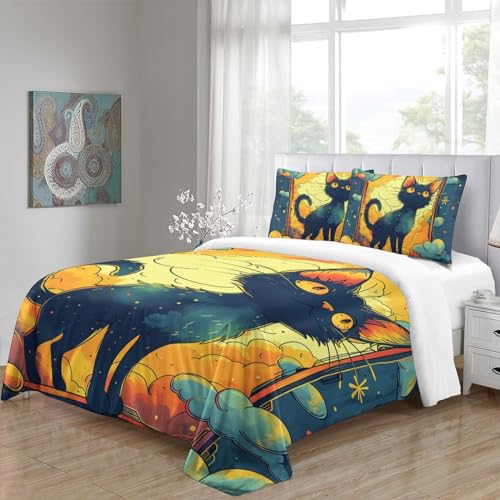 Parure de lit chat flamme 3D drap microfibre super douce - 5