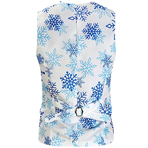 Wocachi Men's Christmas 3 Pieces Slim Fit Formal Suit, Ugly Xmas Print One Button Blazer Jacket, Vest And Pants Set Lightweight Jacket Front Placket Patch Pocket At Chest Adjustable Cuff Zip Up #TOP5