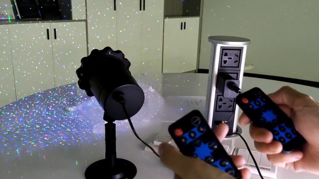 Image of Outdoor RGB Laser Projector Lights, Moving 3 Color Starry Sky & Firefly Effects Projection Light with RF Control, IP65 Outdoor Holiday Landscape Decor for Christmas Halloween Parties Garden New Year