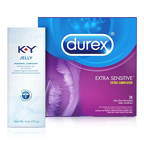 K-Y Jelly 4 oz Personal Lubricant and Durex 24 Count Extra Sensitive Natural