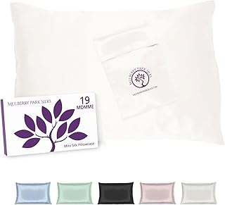 Mulberry Park - 19 Momme Silk Travel Pillowcase - Prevents Bed Head, Tames Frizz, Moisturizes Skin, Minimizes Sleep Lines and Helps with Wrinkles - Grade 6A Pure Mulberry Silk - 1pc Ivory 13