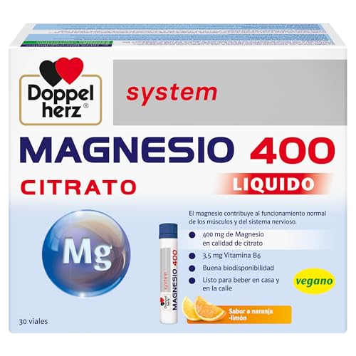 Doppelherz MAGNESIUM 400 LIQUID - El magnesio apoya el funcionamiento normal de los músculos y del sistema nervioso - 30 frascos bebibles