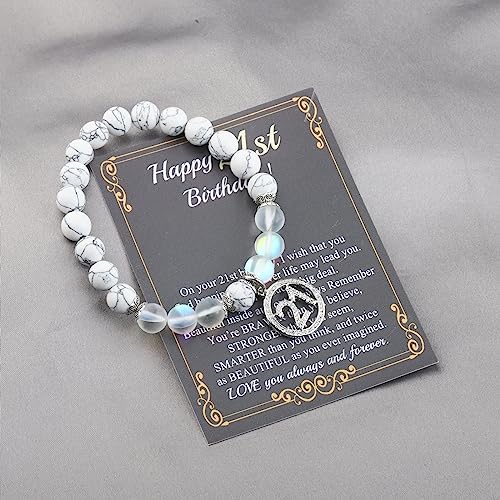 Image of FUSTMW 21st Birthday Bracelet Gift Happy 21st Birthday Gifts for Her 21 Years Old Jewelry Inspirational Gifts (21st bracelet)