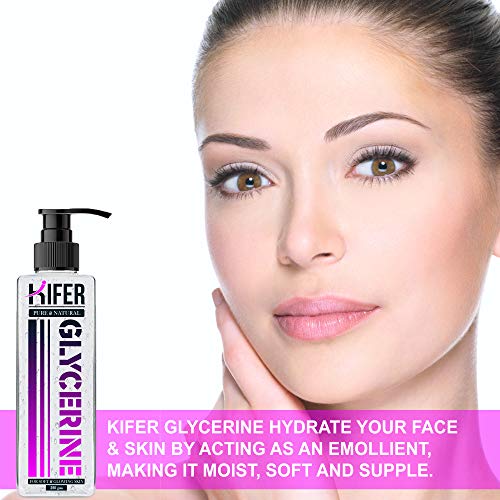 Image of Kifer Pure Glycerin Unscented, 100% Vegan, Hypoallergenic Glycerine for Face Beauty Skin 250gm