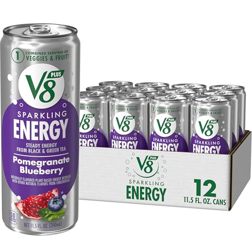 V8 +Energy Sparkling Pomegranate Blueberry Juice, 11.5oz, 12 Cans