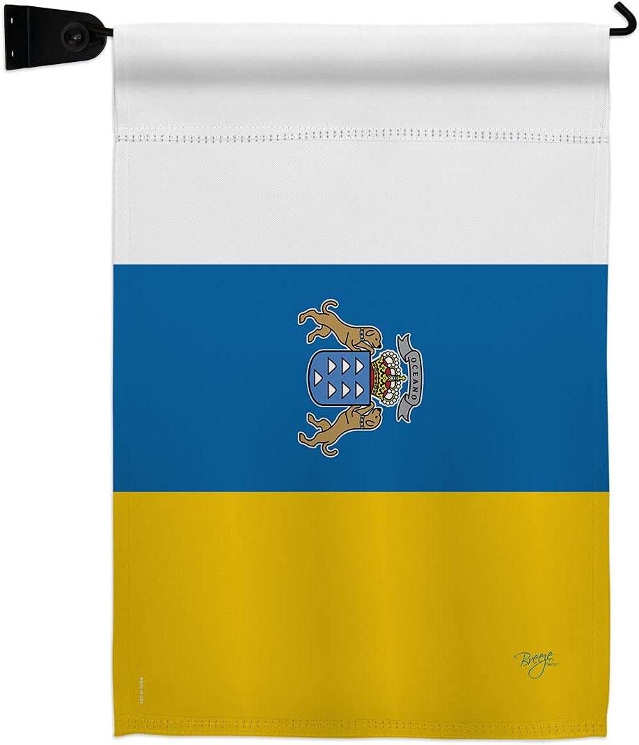 Canary Islands Burlap Garden Flag Set Wall Holder Regional Nationality Nation International World Country Particular Area Small Decorative Gift Yard House Banner Double-Sided Made In USA 13 X 18.5