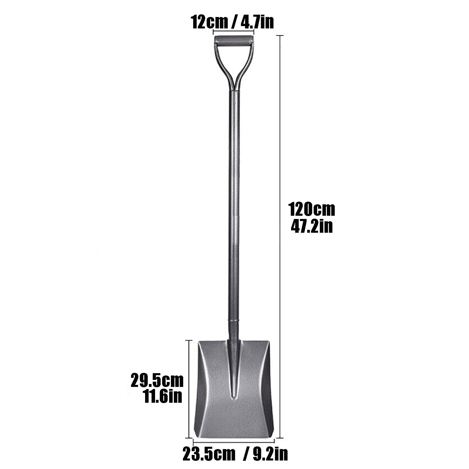 Pala de Nieve compacta de Acero Fundido de 9,2 Pulgadas, Pala de Nieve con Agarre ergonómico en D, Cabezal de Pala Puntiagudo y Cabezal de Pala Cuadrado, para pasarelas, aceras, es