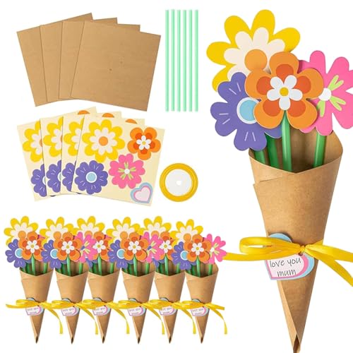 Kit d’artisanat de fleur pour les enfants, Kits de bricolage pour enfants pour la fête des mères, Cadeau de remerciement, Faites votre propre bouquet de fleurs, pour les les filles âgées de 4-9 ans