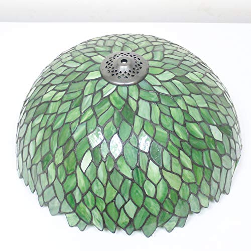 Werfactory Tiffany Ceiling Light Fixture Green Wisteria Stained Glass Semi Flush Mount Lamp Wide 16 Inch Height 15 Inch Tiffany Ceiling Lamp S523 Series #TOP6