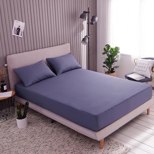Matratzenschoner mit tiefen Taschen, 150 x 200 + 10 cm, atmungsaktive Mikrofaser-Auflage, waschbar, feuchtigkeitsableitend, geräuschlos, Violett, Bettschutz