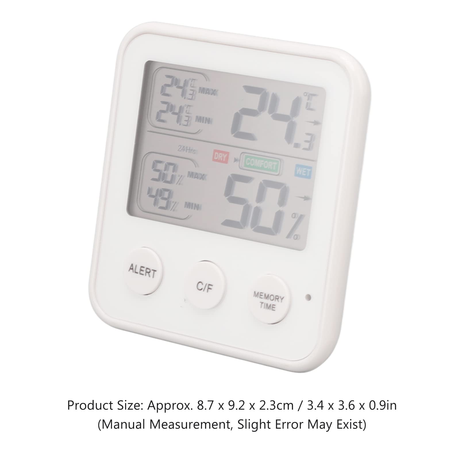 Indoor Humidity Thermometer, 3.7in LCD Display High Accuracy Comfort Level Indicator Humidity Sensor,Air Comfort Indicator for Home Kitchen Office(White)