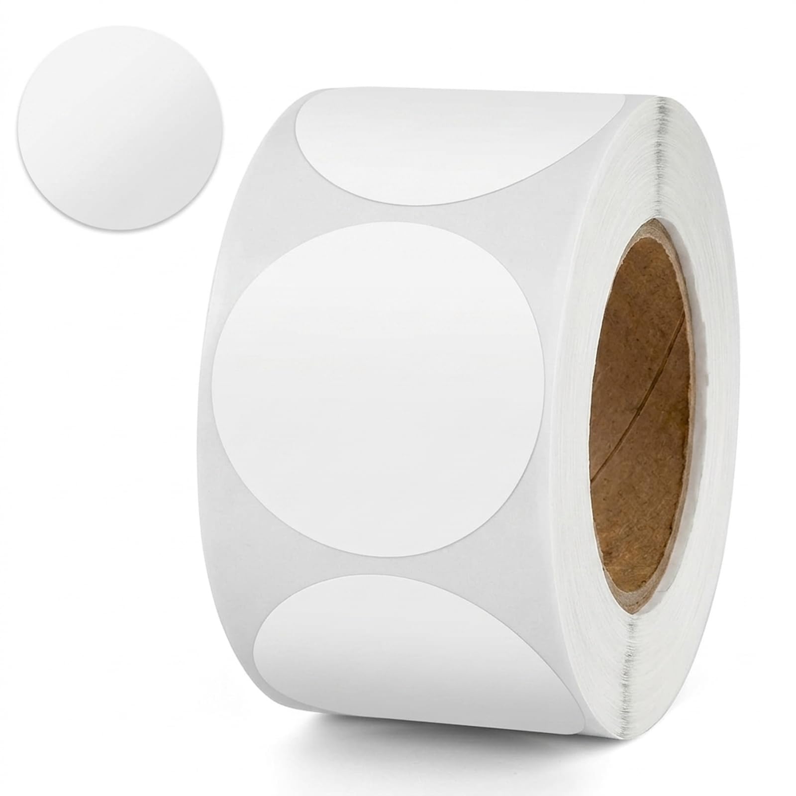 500pcs White Round Label, 38mm Circle Sticker Self-Adhesive White Dot Wafer Seal Label Waterproof Removable for Envelopes, Box and Gift Packaging