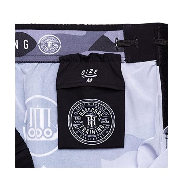 Hardre Training Night Camo 2.0 Fight Shorts Men's Boxing MMA mbat BJJ Grappling Fitness Muay Thai Kickboxing No Gi (3X-Large), Black Grey