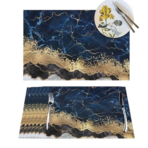 Sets de table tissés résistants à la chaleur imperméables bleu marine - 4