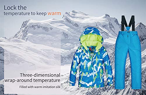 Image of Girls /Boys Snowsuits Hooded Insulated Windproof Winer Coats Ski Jacket Snow Pants Set