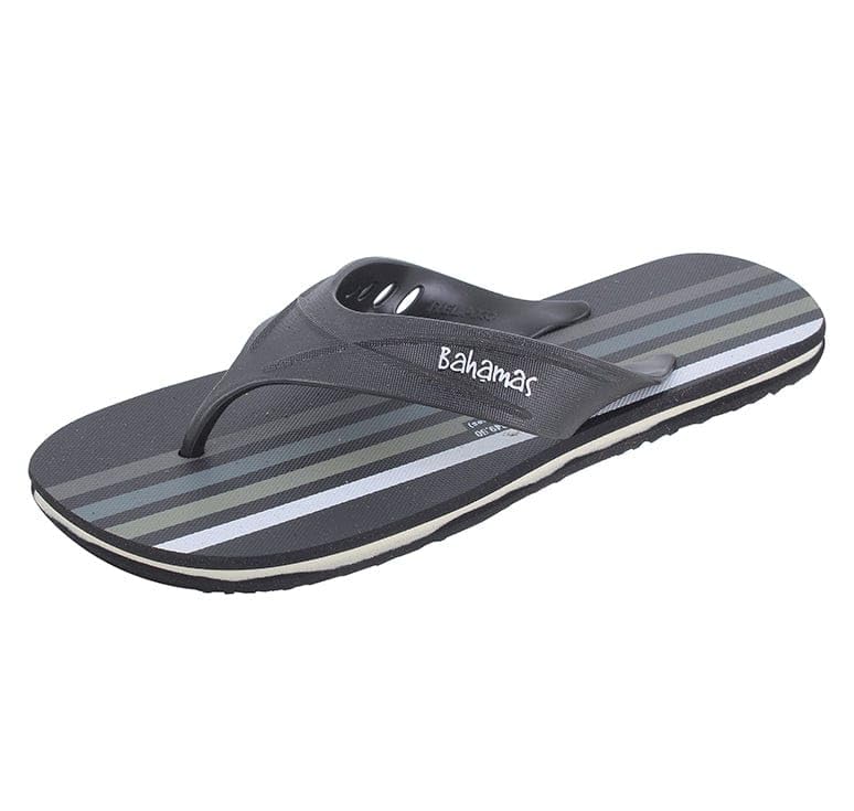 SIZES 11/12 Men's Striped Flip Flops, Duarable, Comfortable, Non skid Textured Sole.bahamas(bhg73) (BLACK, UK Footwear Size System, Adult, Men, Numeric, Medium, 11)