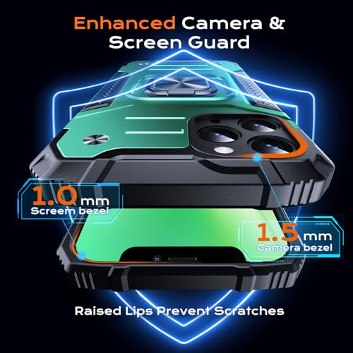 Image of Anqrp Heavy Duty Case for iPhone 11 Pro Case with Enhanced Ring Holder Grip Stand, Military Grade Shockproof Rugged Drop Protective Silicone Hard Slim iPhone 11 Pro Phone Case Cover,Forest Green