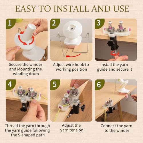 Image of SPEENSUN Yarn Winder, Yarn Winder for Crocheting, 3.5 OZ Easy-to-Install and Efficiently Yarn Ball Winder with Twist Winder Thread Guide for Yarns Below 0.18 Inch,for Crochet and Knitting Lover
