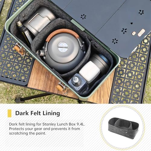 Felt Soft Tray Quilted Inner Pouch Liner Dark Gray Compatible with Stanley Lunch Box 10qt(9.4L) Lightweight Dividers for Camping3