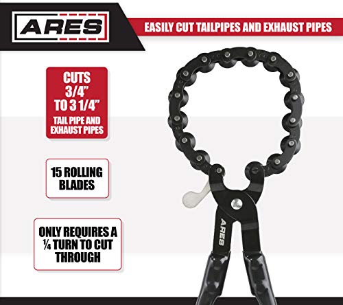 Ares 15009 - Exhaust Pipe Cutter - Cuts 3/4-Inch To 3 1/4-Inch Tailpipes And Exhaust Pipes - 15 Blade Design For Easy Cutting - Suitable For On- And Off-Vehicle Use #TOP1