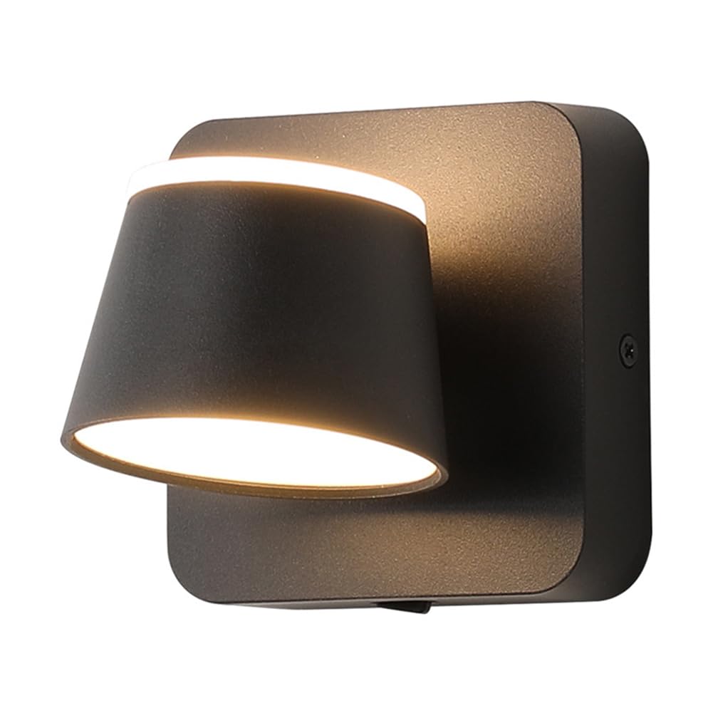 SXECAEPS Wall Lamps Sconces Light Indoor Led 6w 3000k Warm White Modern 350 Rotatable Aluminum Decorative Sconce Lamp for Living Room Bedroom Hallway(Grey Wolf)