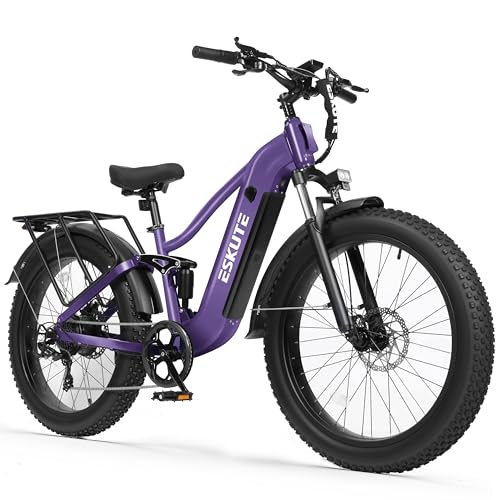 ESKUTE Electric Bike for Adults - 48V20.8Ah Battery Hunting Ebike up to 86 Miles, 32+MPH, Peak 1800W, 26x4.0 Fat Tire Step-Over 8-Speed Full Suspensions Mountain E-Bike image 7