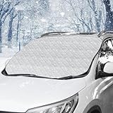 Fohil フロントガラスカバー 車用 凍結防止 100*145cm 3層構造 ガッチリ固定 軽自動車用 フロントガラス 凍結防止シート 霜よけ 遮熱/遮光 四季兼用 取り付け簡単 普通車/コンパクトカー/軽四に対応 収納袋付き