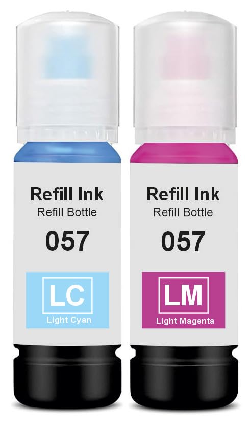 KOSH 057 Refill Ink Suitable for L8050, L18050, L8150W Printers (2, Light Cyan Light Magenta)