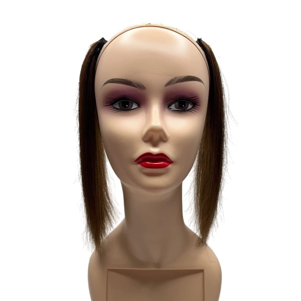 Anemone 2pcs 100% Human Hair Short Thick Hairpieces Adding Extra Hair Volume Clip in Hair Extensions Brazilian Virgin Hair Topper for Thinning Hair Women and Men 2 packs Lot (10 inch, Brown)