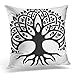 Awowee - Federa per cuscino, 40 x 40 cm, motivo albero della vita, colore nero, con nodo celtico bianco, decorazione per la casa