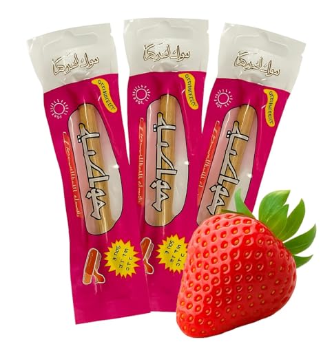 Siwaks, natürlich, aromatisiert, 3 Stück, umweltfreundlich, für weiße Zähne und gesundes Zahnfleisch, Aromen von Erdbeere, Minze und Zitrone oder Natur, zur Auswahl (NORMAL, Erdbeere)