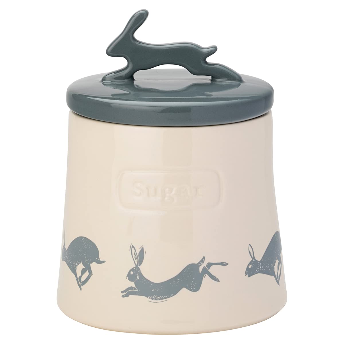 the English TABLEWAREArtisan Hare Stoneware Food Container Sugar Canister for Kitchen Storage