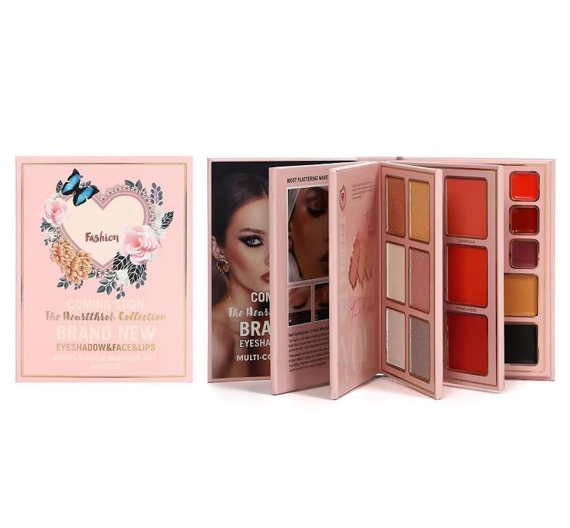 5 In 1 Makeup Book Palette Foldable Portable Long Lasting | All In One Makeup Kit with Eyeshadow Blush Contour Highlighter & Lip Colors | Multi Color Face Makeup Palette Set for Women & Girls-image-11
