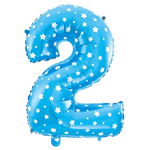Palloncino Numero 2 Blu Metallizzato con Star