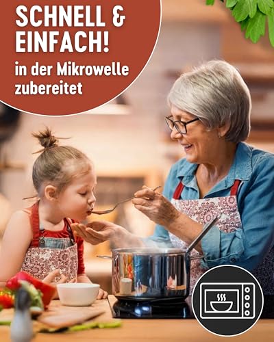 DREISTERN Schinkennudeln 280g I Mit Gemüse in Sauce I Herzhaftes Fertiggericht in Mikrowellenschale I Lange Haltbarkeit dank natürlicher Konservierung I Hausmacher Qualität – Bild 5