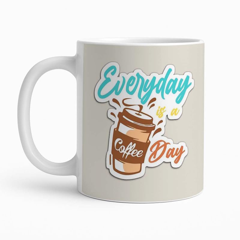 Image of Everyday is a Coffee Day Funky Retro Style Coffee Cup Mug with Bold Lettering and a Splashy Design, Giftfor Coffee Enthusiasts and Drink Lovers