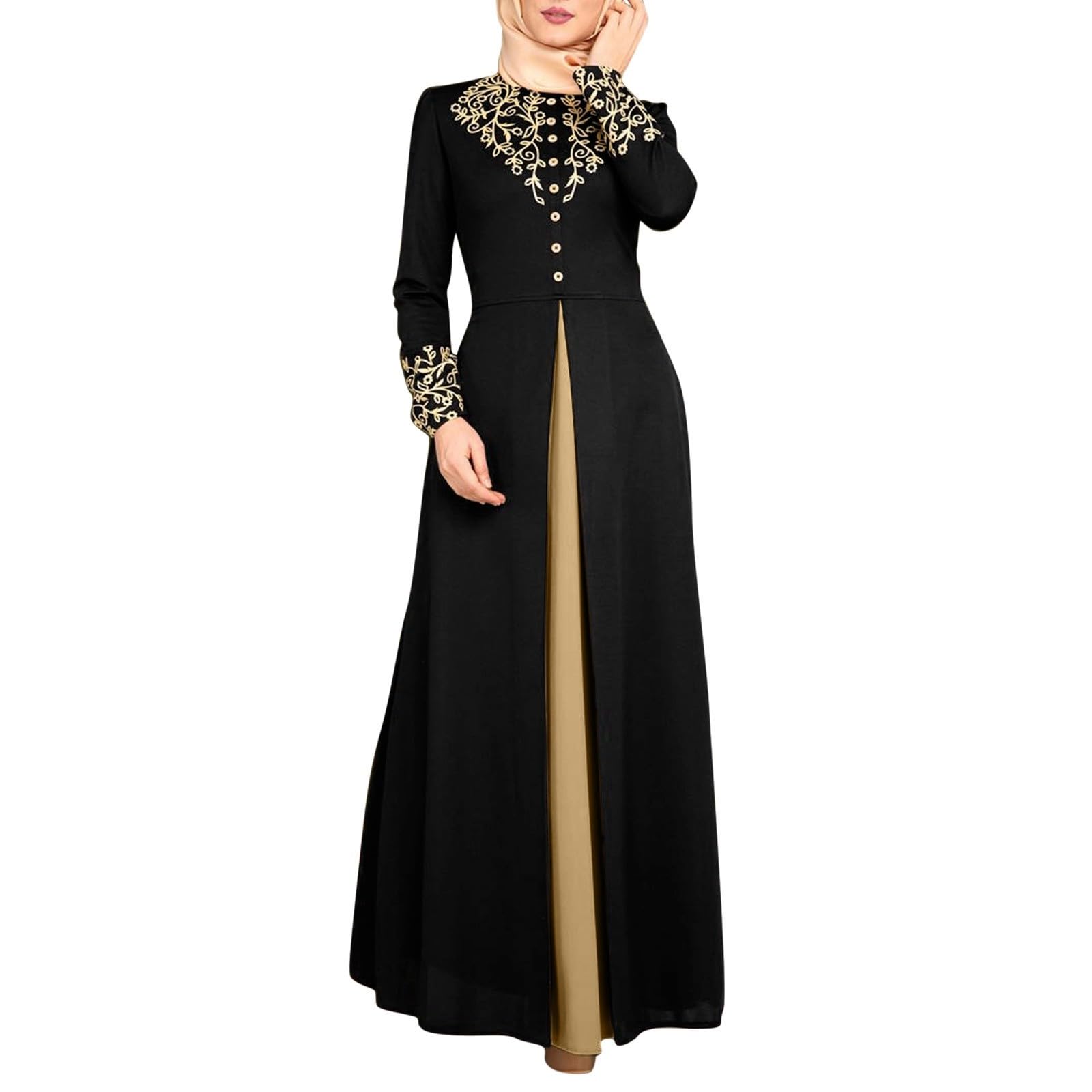 Abaya Muslim - Vestito da preghiera da donna, a maniche lunghe, islamiche, per preghiera, per feste, spose, serate, con Hijab