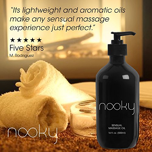 Nooky Massage Oil with 100% Premium Natural Ingredients. Relaxing Essential and Sweet Almond Oils for Massaging 16 ounces