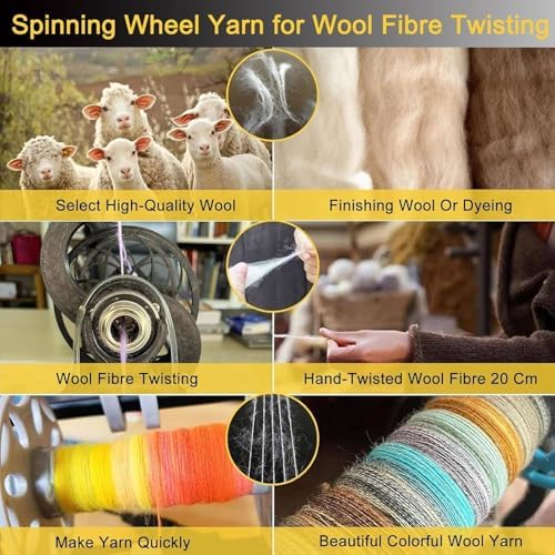Electric Spinning Wheel Wool Spinner 800rpm Automatic Knitting Yarn Winding Machine for Yarn Weaving/Blending Roving with 3pcs Spools&PedalDigital Display