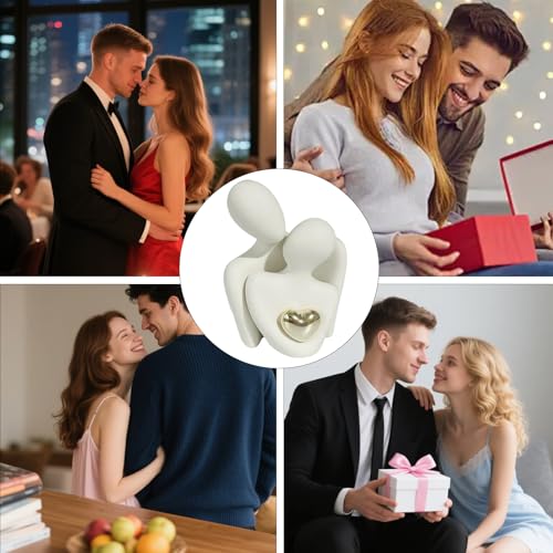 Mini estatua pareja abrazándose, decoración romántica cerámica miniatura 6