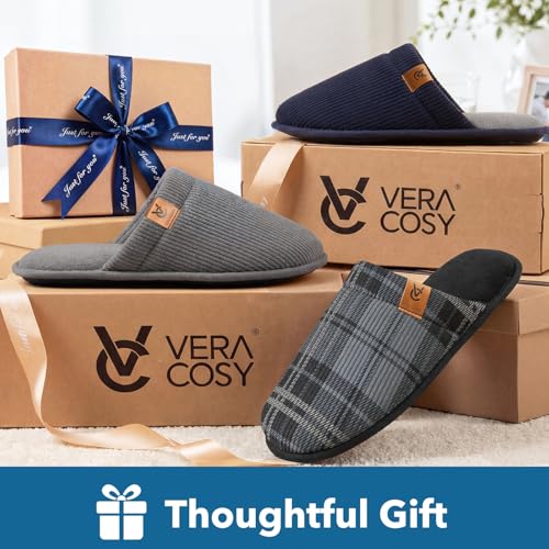 VeraCosy Men's Corduroy Slippers House Shoes Steel Gray, 9-10 US by VeraCosy - Used condition - Image 7