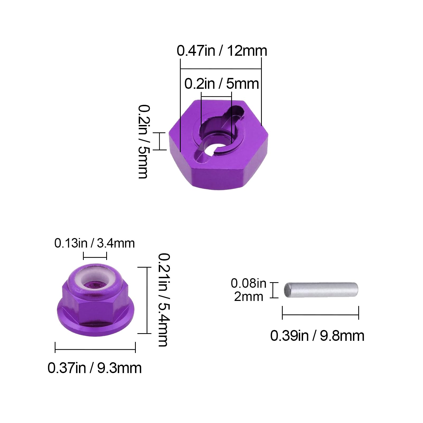 HobbyPark 12mm Aluminum Wheel Hex Drive Hub Adapters (4P