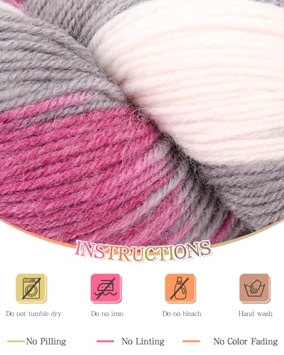 Image of Katech 3 Pack Wool Yarn for Crocheting-Sock Yarn for Knitting-Magenta