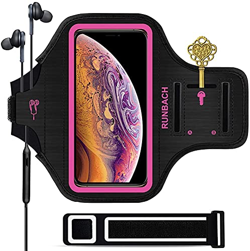 iPhone 13 Pro Max/12 Pro Max/11 Pro Max/iPhone Xs Max Armband,RUNBACH Sweatproof Running Exercise Bag with Card Slot for iPhone 13 Pro Max,12 Pro Max,11 Pro Max,XS Max (Pink)