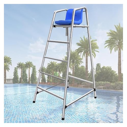 Lifeguard Silla de observación, sillas de salvavidas para piscinas, sillas de salvavidas junto a la piscina con agujero y gancho para paraguas (4 pasos de altura 5,9 ft/180 cm)