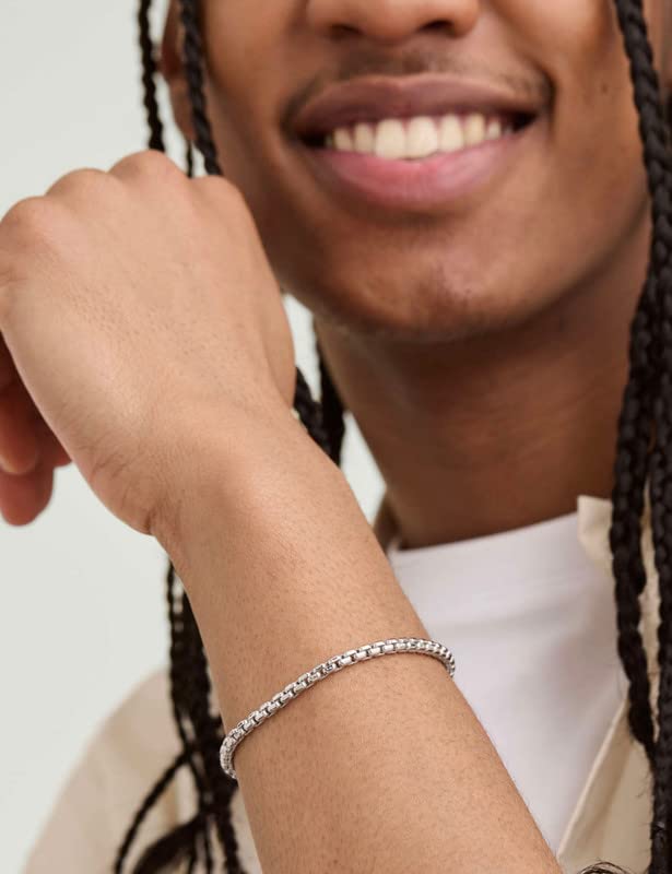 Silver Box Bracelets for Women Mens 925 Sterling Silver Clasp 2/3/5mm Chain Bracelet for Men 6.5-9 Inches2