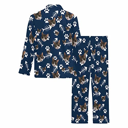DIYKST Personalized Pajama Set for Men Custom Pajama With Cats Photo Paw Print Sleepwear Funny Gift For Birthday Party2