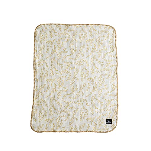 PUPPAPUPO ベビーブランケット 65×85cm 6重ガーゼ ベビー 赤ちゃん 新生児 子供 防寒 おしゃれ ひざ掛け 男の子 女の子 出産祝い プレゼント スター ムーン 月 星 01ボタニカル×マスタード
